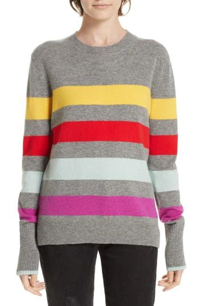 La Ligne Candy Stripe Sweater In Grey Marle/ Rainbow