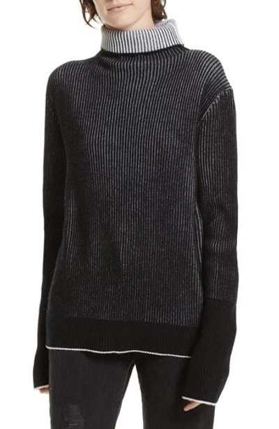 La Ligne Aaa Turtleneck Cashmere Sweater In Black/ Cream