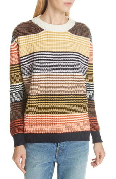 Daughter Inver Stripe Ribbed Wool & Cashmere Sweater In Multi Stripe