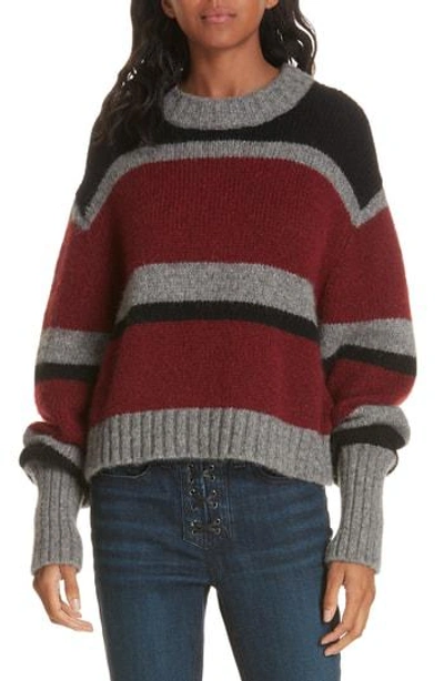 Veronica Beard Magda Stripe Alpaca & Merino Wool Blend Sweater In Grey/ Rust