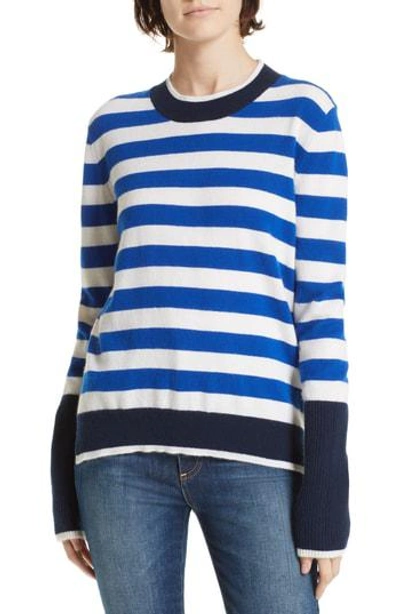 La Ligne L'universite Cashmere Sweater In Bright Blue/ Cream/ Navy