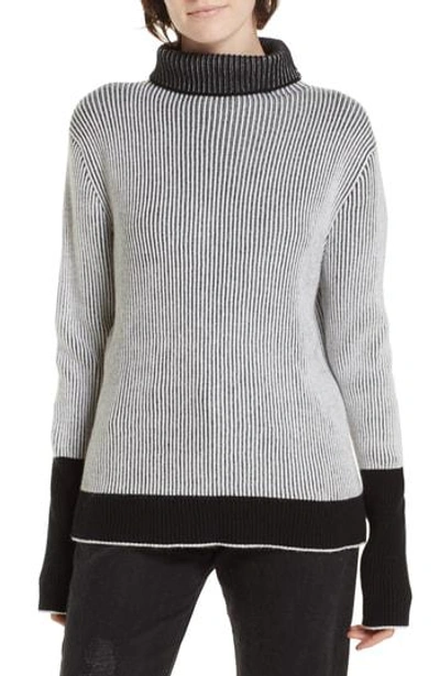La Ligne Aaa Turtleneck Cashmere Sweater In Cream/ Black