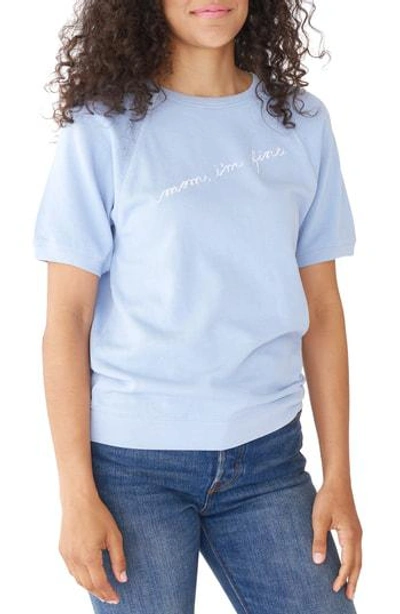 Ban.do Ban. Do Mom I'm Fine Short Sleeve Pullover In Blue