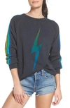 Aviator Nation Bolt Fade Sweatshirt In Charcoal/ Green