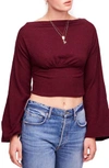 Free People Crazy On You Thermal Crop Sweater In Wine