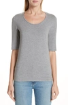 Majestic Soft Touch Elbow Sleeve Tee In Grey