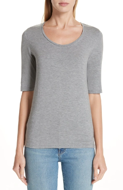 Majestic Soft Touch Elbow Sleeve Tee In Grey