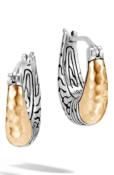 John Hardy Classic Chain Arch Hoop Earrings W/ 18k Gold In Silver/ Gold