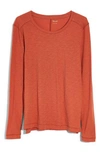 Madewell Whisper Cotton Long Sleeve Crewneck Tee In Afterglow Red