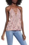 Wayf Posie Strappy Camisole In Dusty Mauve Floral