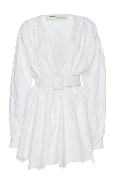 Off white Sangallo Eyelet Cotton 80 s Mini Dress In White ModeSens