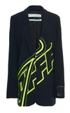 Off-white "off" Logo Crepe Smoking Jacket In Black