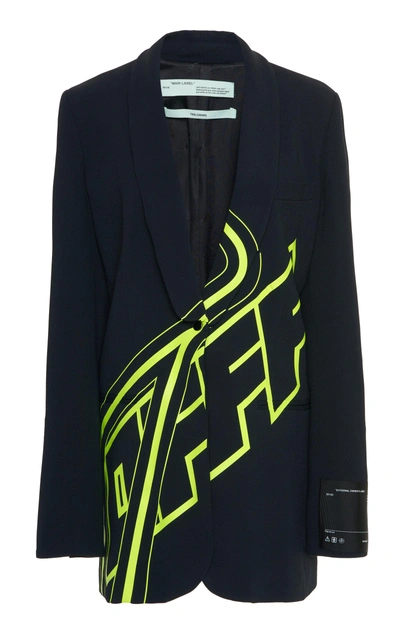 Off-white "off" Logo Crepe Smoking Jacket In Black