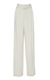 Off-white Belted Crepe Wide-leg Pants In White