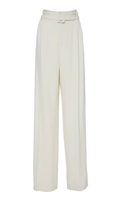 Off-white Belted Crepe Wide-leg Pants In White