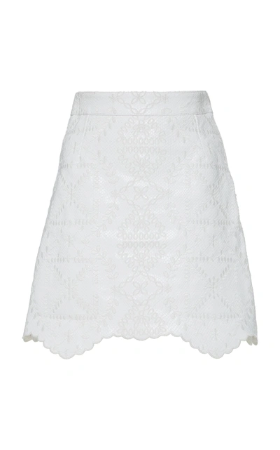 Off-white Embossed-leather Mini Skirt In White