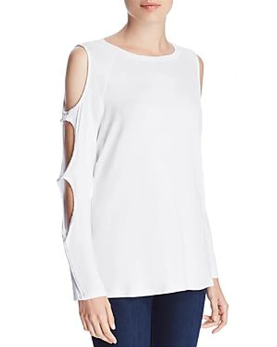 Alison Andrews Cutout Sleeve Top In Bright White