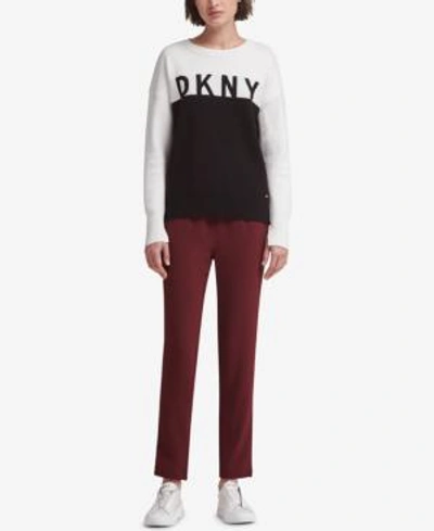 Dkny Colorblocked Graphic Sweater, Created For Macy's In Ivory Combo
