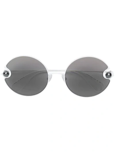 Christopher Kane Pearl Embellished Round Sunglasses In White