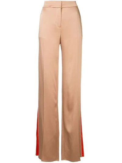 Peter Pilotto High Waisted Side Stripe Trousers In Brown