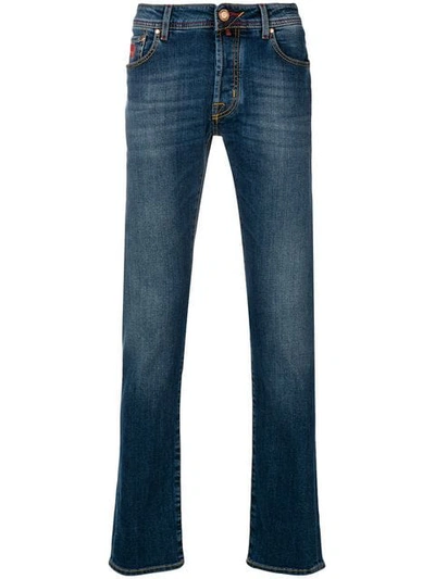 Jacob Cohen Faded Straight Leg Jeans In Blue