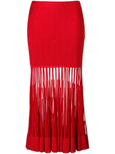Alexander Mcqueen Fitted Flared Skirt In Red