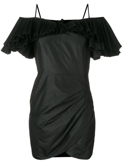 Alessandra Rich Silk Taffeta Butterfly Dress In Black