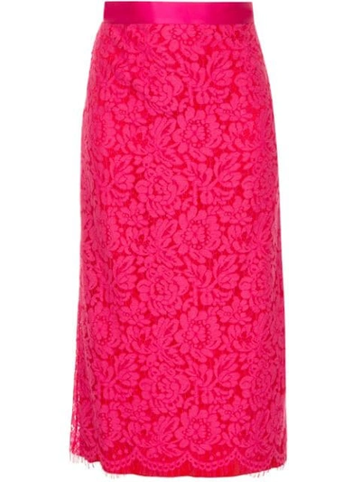 Michael Lo Sordo Lace Pencil Skirt In Pink