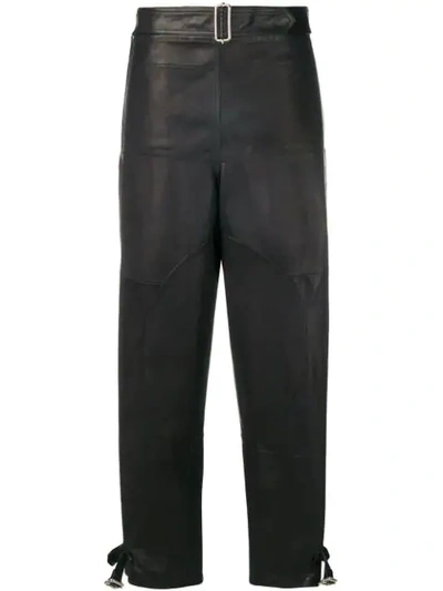 Jw Anderson Women's Fold-front Utility Leather Trousers - Black