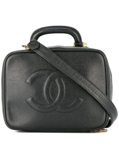 Pre-owned Chanel 1996-1997 2way Cosmetic Vanity Hand Bag In Black