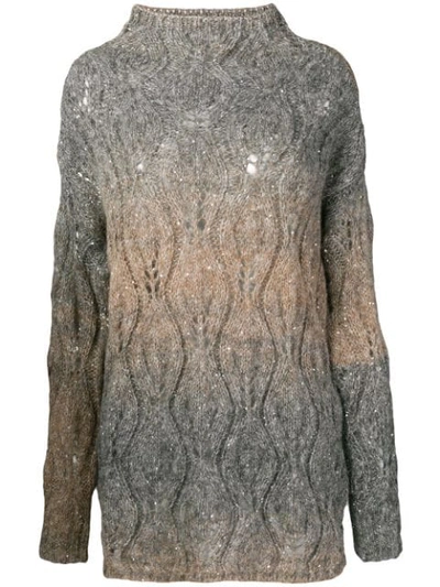 Snobby Sheep Sequin Embellished Ombre Sweater - Neutrals
