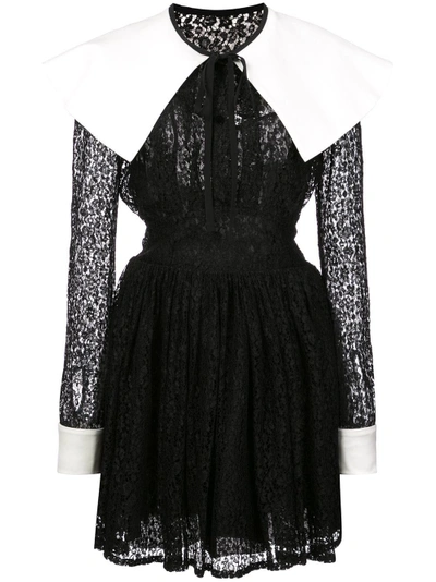 Alessandra Rich Short Lace Dress - Black
