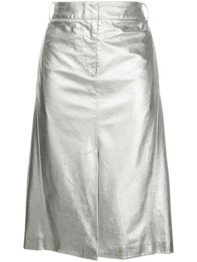 Tibi High-waisted Skirt In Silver