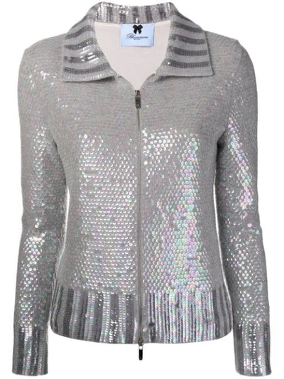 Blumarine Sequin Embellished Zip Cardigan - Grey In Grey