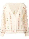 Mes Demoiselles Chelsea Embroidered Cable-knit Cardigan - Neutrals