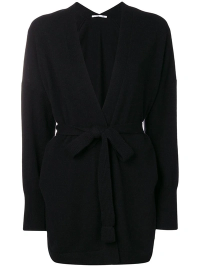 Agnona Belted Cashmere Cardigan In Black