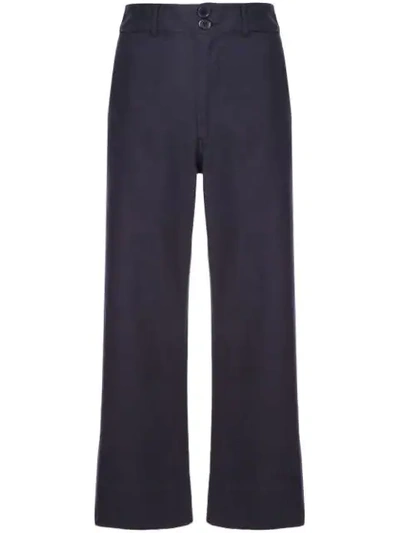 Apiece Apart Straight Cropped Trousers - Blue
