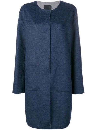 Liska Cashmere Collarless Coat In Dunkelblau