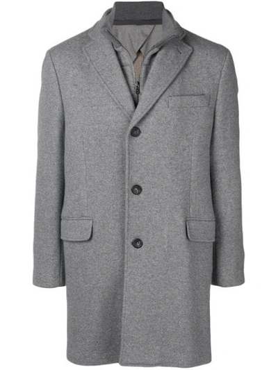 Hackett Zipped Single Breasted Coat In Grey