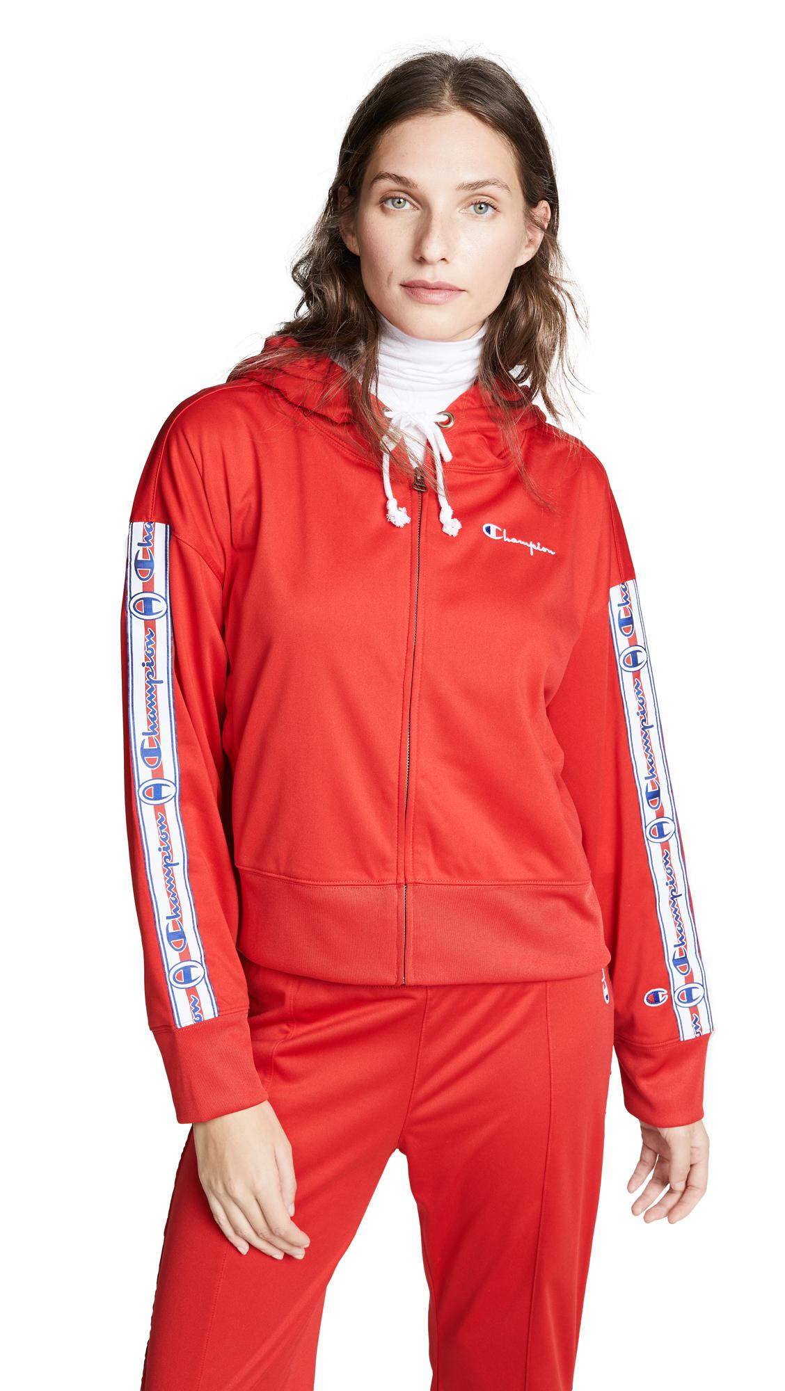 bright red champion hoodie