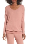Eberjey 'cozy Time' Slouchy Long Sleeve Tee In Old Rose