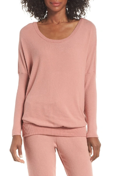 Eberjey 'cozy Time' Slouchy Long Sleeve Tee In Old Rose