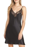 Natori Feather Lace Trim Chemise In Black