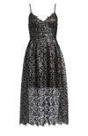 Astr Lace Midi Dress In Metallic Silver