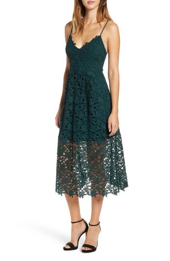 astr the label lace midi dress green