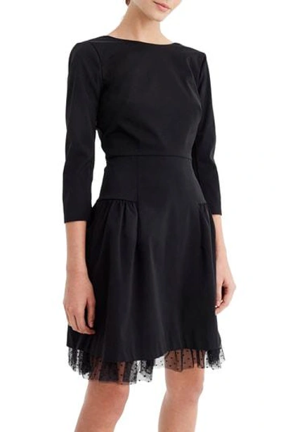 J.crew Tulle Hem Sheath Dress In Black