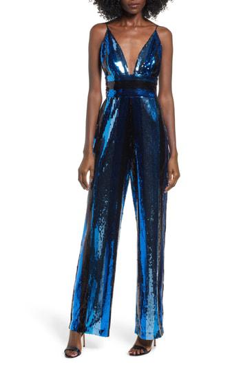 sequin jumpsuit blue