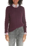 Polo Ralph Lauren Cable Knit Cotton Sweater In Elderberry Heather