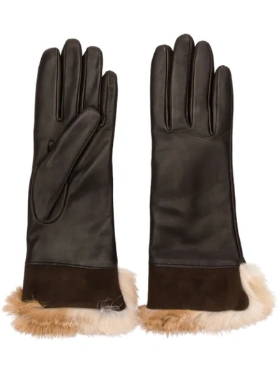 Gala Rabbit Fur Gloves In Brown
