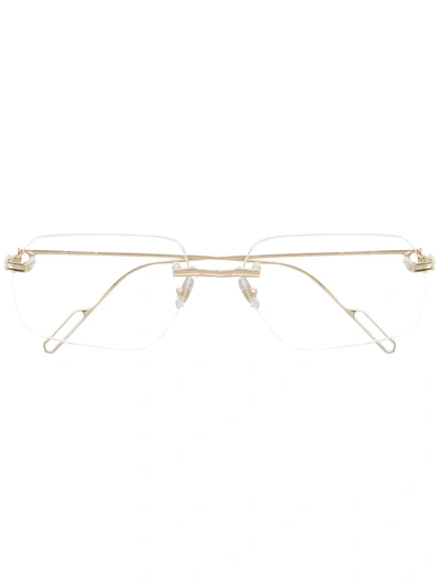 Cartier C Décor Rectangular-frames Glasses In Silver